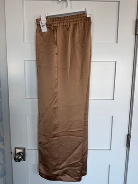 BRAND NEW EXPRESS Women's Brown Elastic-Waist Satin Pants Trousers -Size Medium